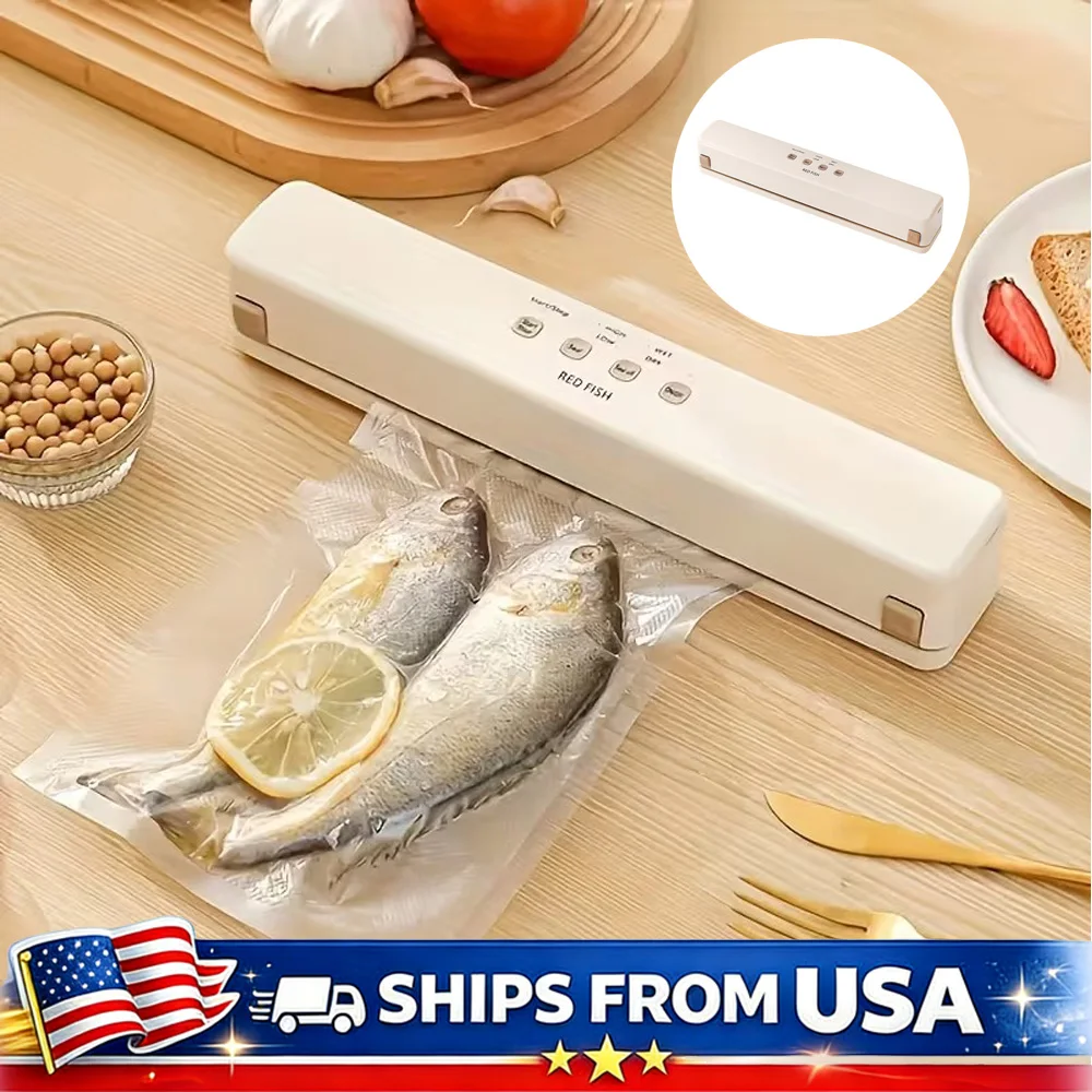 Sellador al Vacío Inteligente para Cocina con Cortador de Bolsas y VAC Externo para Frascos y Contenedores, Incluye Rollos de Bolsas de 5M para Conservación de Alimentos