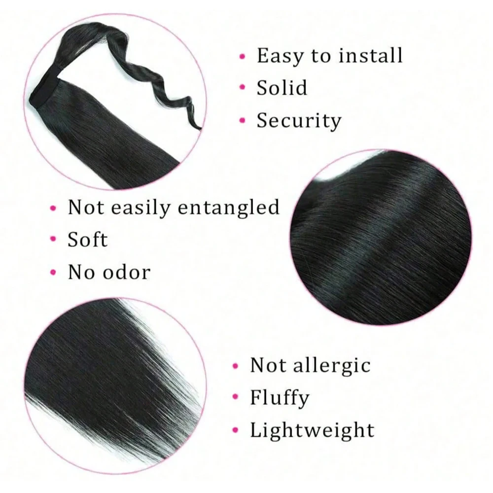 Straight Wrap Around Ponytail Human Hair Extensions Natural Color Hairpiece Brazilian Remy Hair Clip In Ponytail Hair Extensions