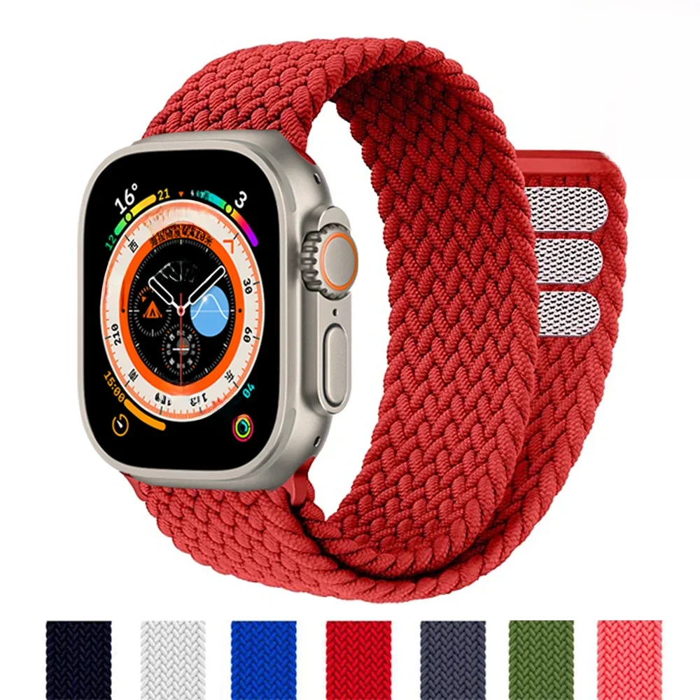 Pleciony pasek Solo Loop do Apple Watch Ultra 49mm 45mm 44mm 40mm 41mm 42mm 46mm bransoletka correa iWatch seria 11 10 9 7 SE 8 6 5 — 2