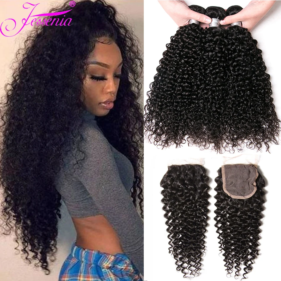 

Kinky Curly Bundles With HD Transparent Closure Human Hair 12A Brazilian Virgin Unprocessed Wet And Wavy 3 Bundles With Frontal