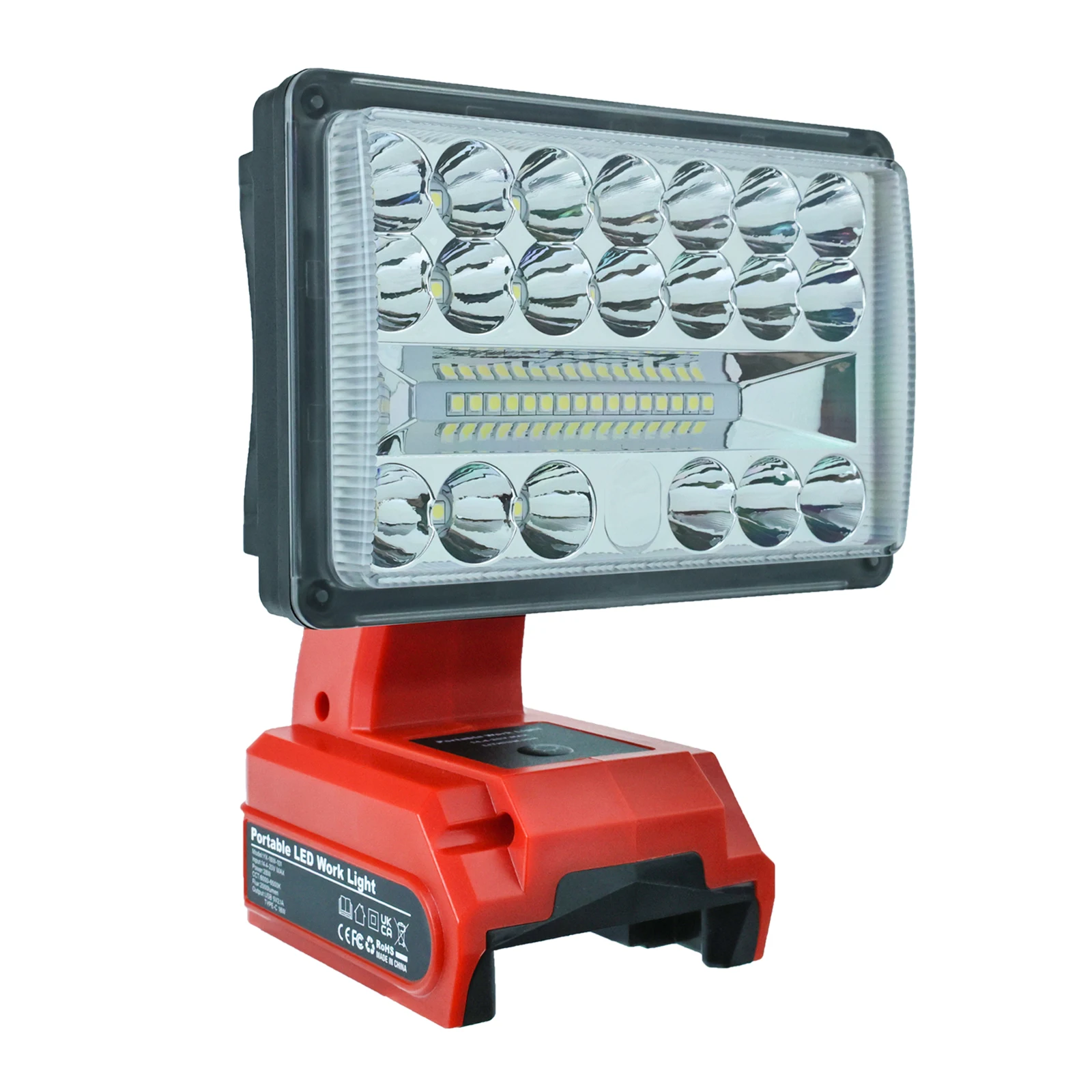 Lámpara de trabajo LED de 5 pulgadas y 28W, foco tipo C, Banco de energía USB para Milwaukee, batería de iones de litio de 18V (sin batería)
