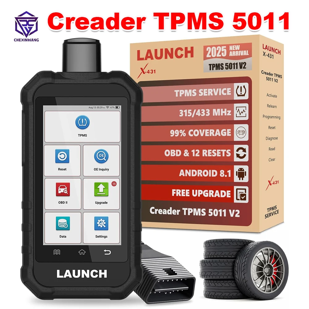 LAUNCH Creader TPMS 5011 V2 TPMS Diagnostic Tool 12 Reset Functions Wifi Activate 315/433Mhz Tire Pressure Sensors vs CRT5011E