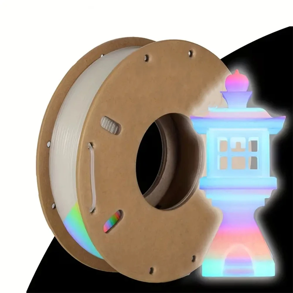 

Филамент для 3D-печати Filajoy3D, PLA, светящийся от белого до радужного цвета, 1.75 мм, 250 г, точность размеров +/- 0.03 мм, постепенное изменение цвета