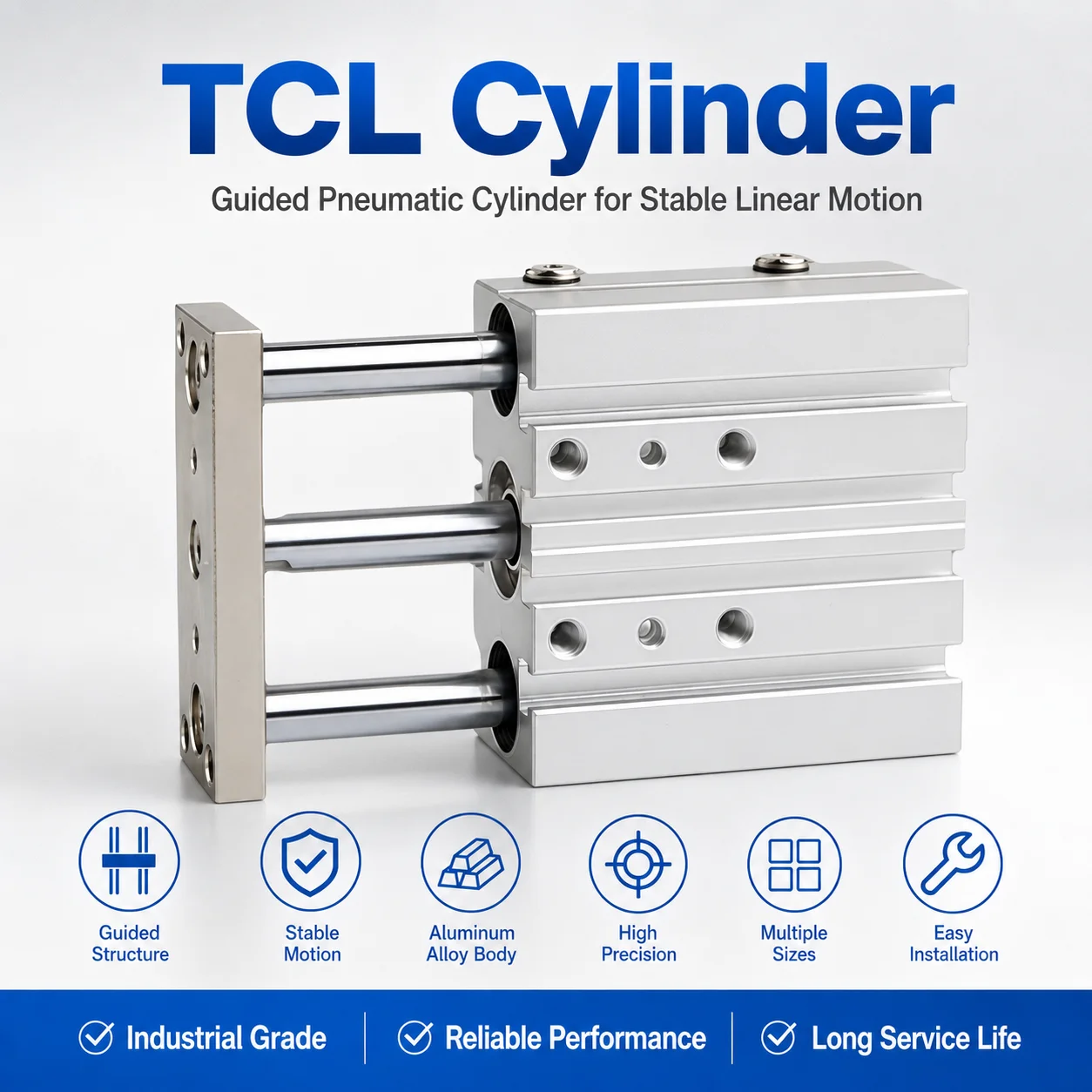 

TCL Airtac Type Three-Axis Three Rod Guided Pneumatic Cylinder Bore 12 16 20 25 32 40 50 63mm Stroke 10-300mm Double Acti