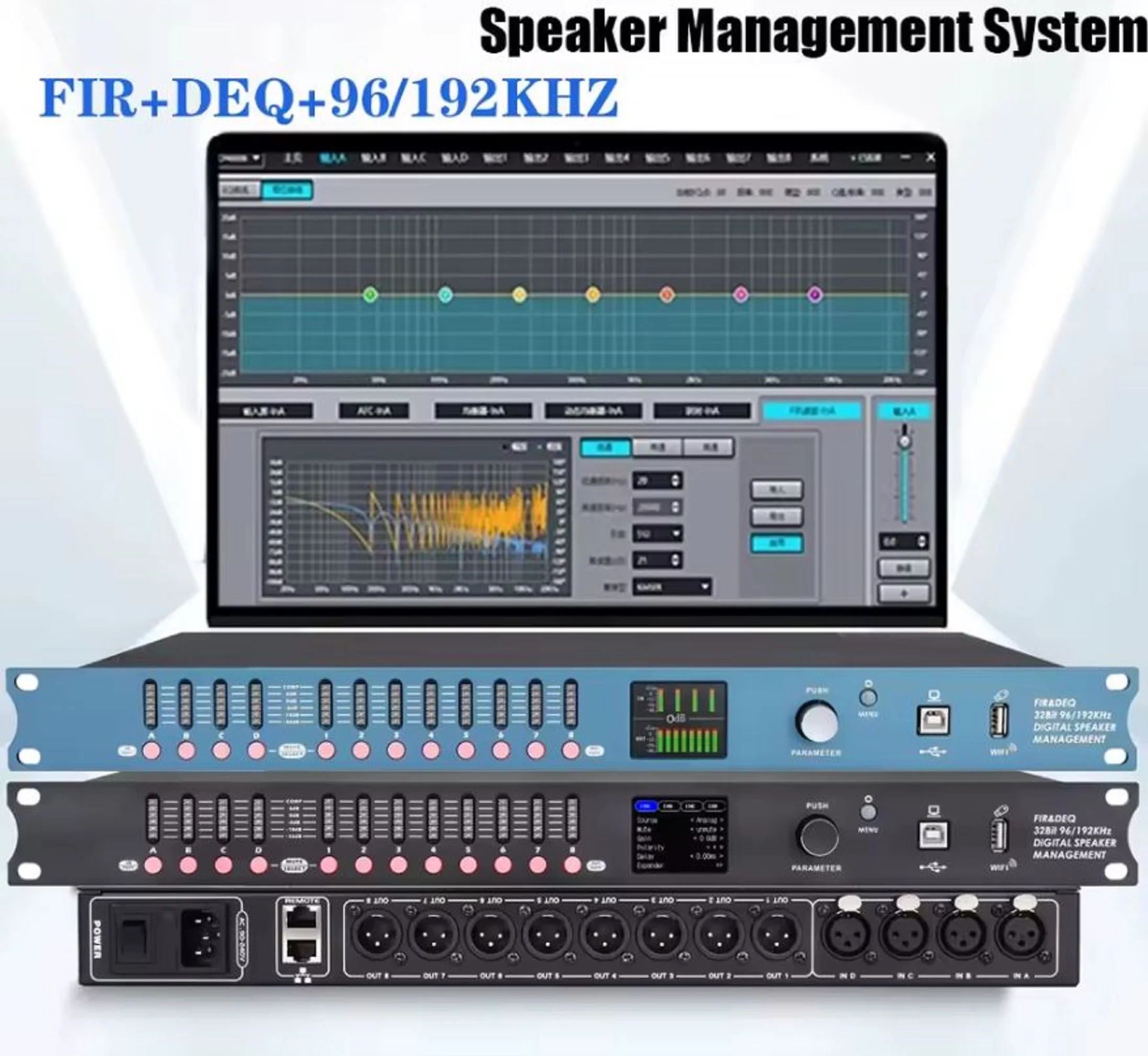 Système professionnel de gestion de haut-parleurs de processeur audio numérique