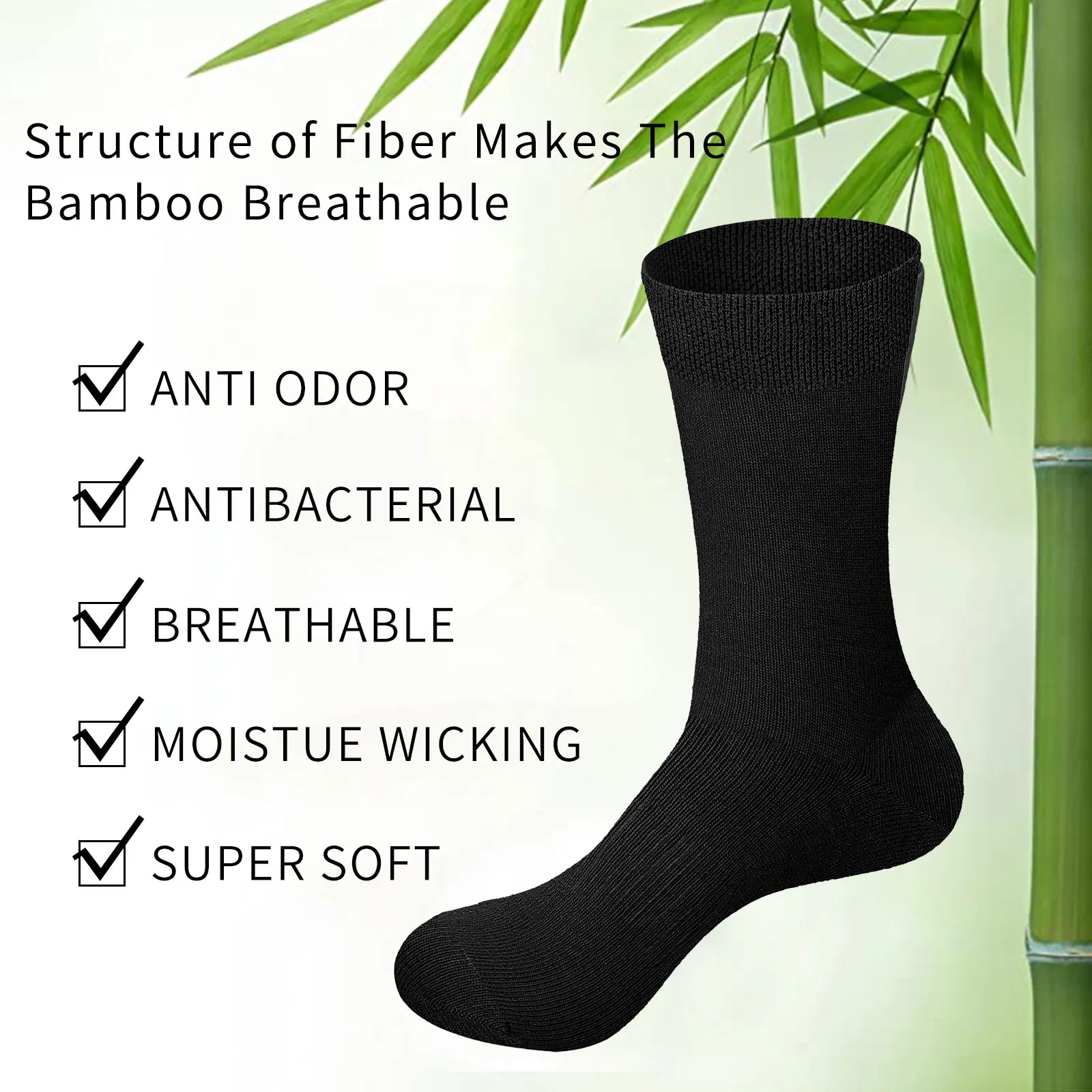 YUEDGE Men High Quality Thin Crew Summer Breathable Bamboo Fiber Casual Business Dress Socks Golf Socks Plus Size 37-46 EU