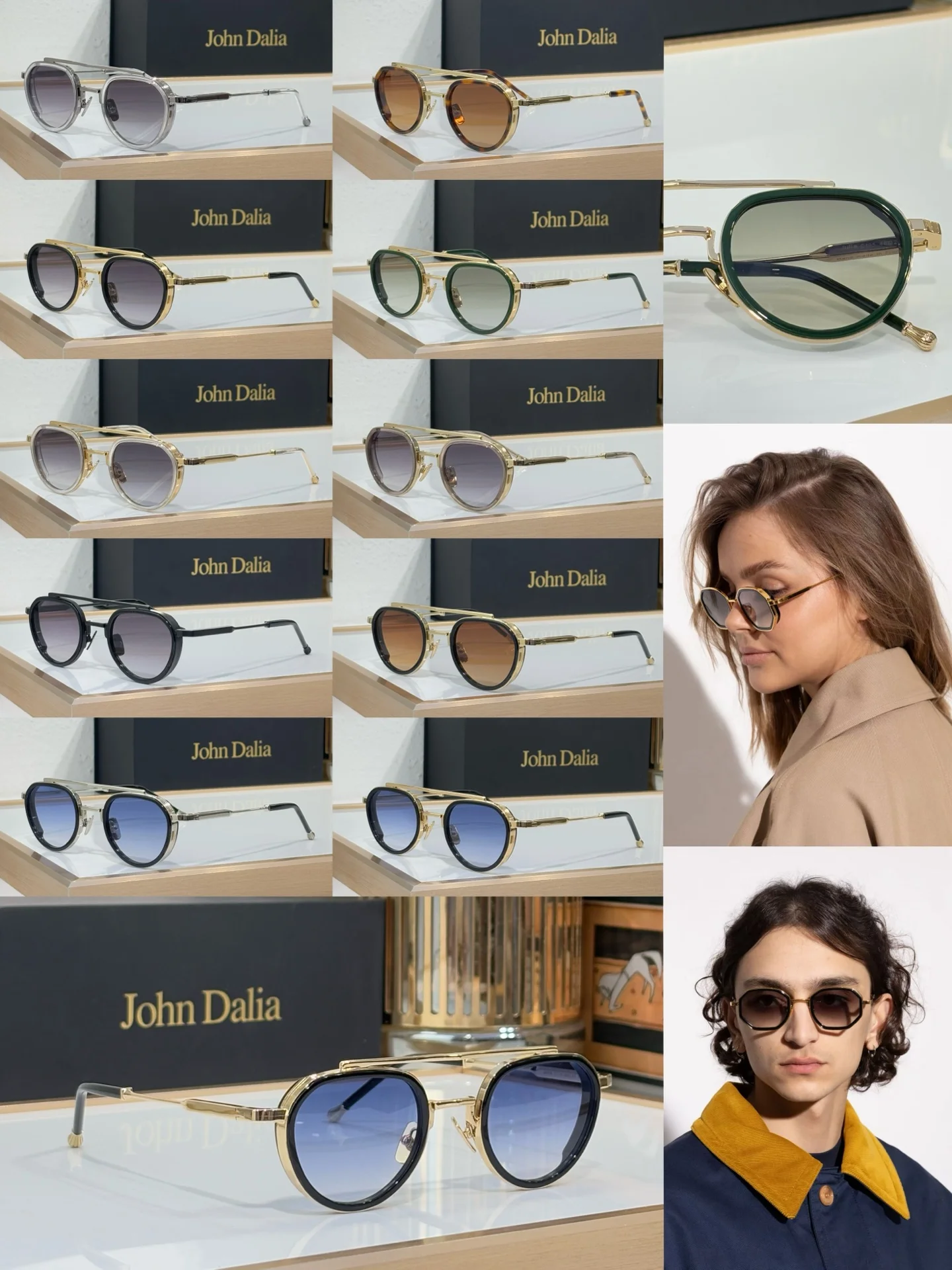 

Солнцезащитные очки JOHN DALIA JD Keaton, качественные, дизайнерские, для мужчин и женщин, с оправой из сплава, винтажные, с градиентными линзами, в коробке