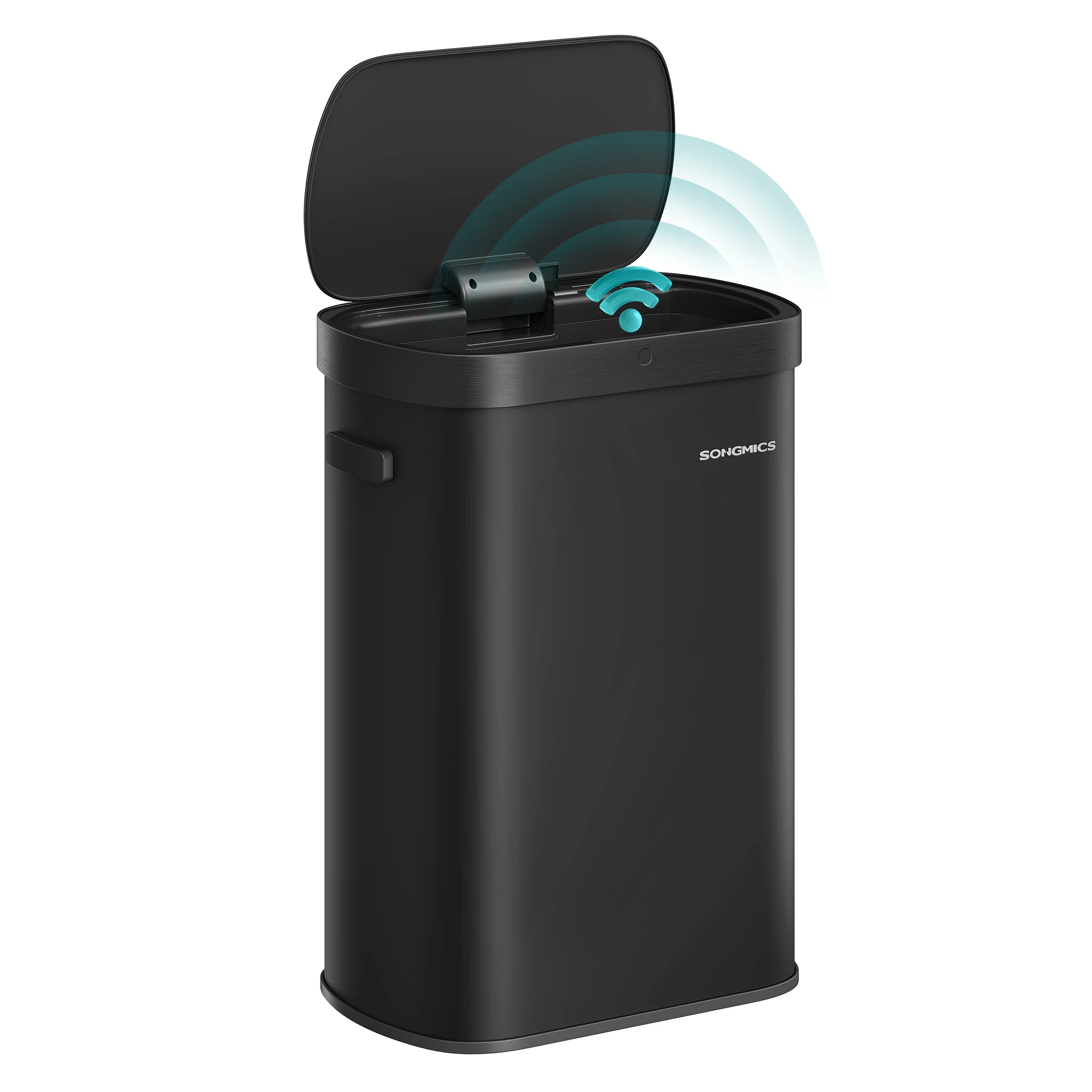 SONGMICS prullenbak met sensor, automatische 50L prullenbak, handbeweging of aanraakopening, zacht gesloten deksel, staal