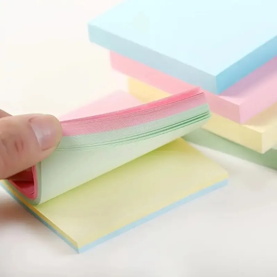 600 Sheets of Mixed Color Horizontal Sticky Notes with Self-adhesive Design, Suitable for Office and School Reminders