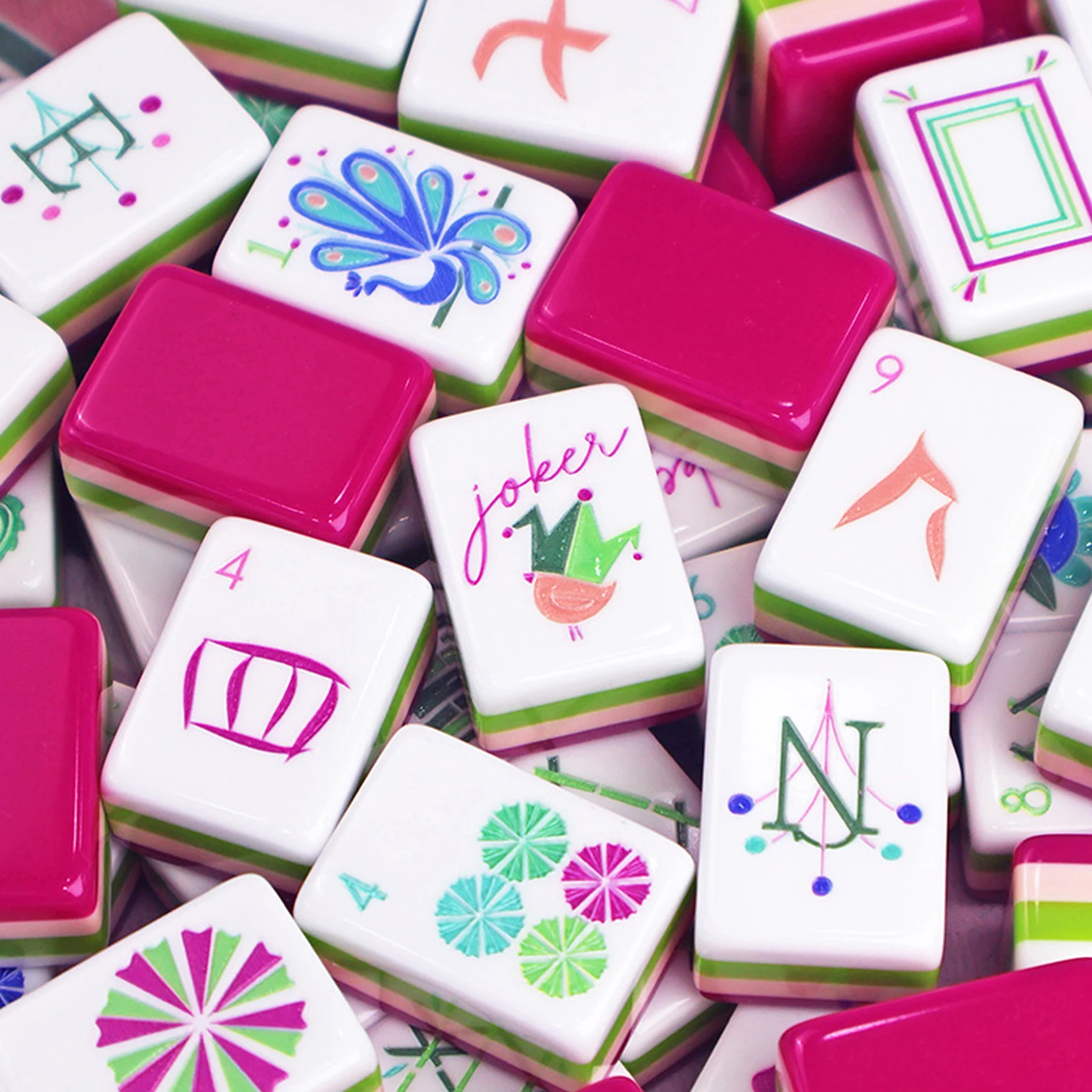In Stock 4-Layer Acrylic   American Mahjong Game Set Engraving Mahjong Tiles Portable Travel Board Game for Family Party Gifts