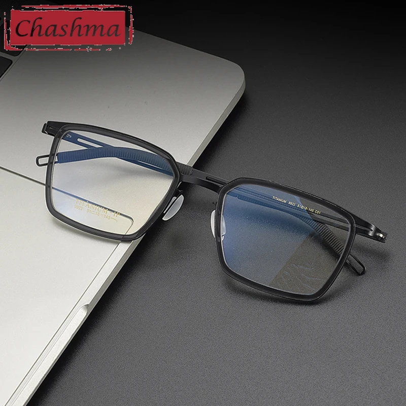 

Chashma Men Vintage Optical Prescription Glasses Frame Elegant Fashion Spectacle Acetate with Pure Titanium Women Eyeglasses