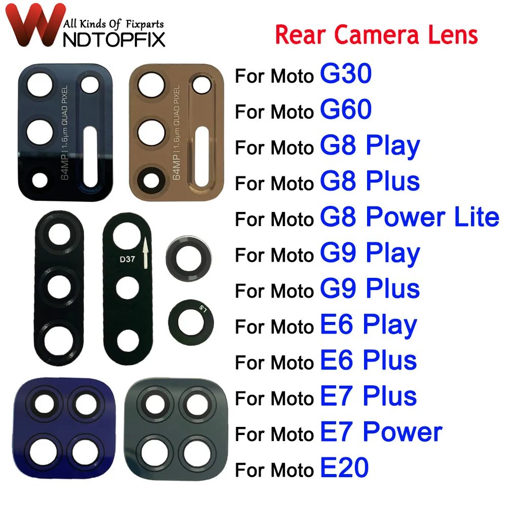 1pc Rear Camera Glass Lens For Motorola Moto G30 G60 G8 G9 Play Plus Power Lite E6 E7 Play Plus E7 Power E20 Back Camera Lens