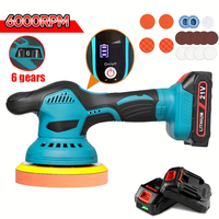Cordless Car Polisher 6 Gears of Speeds Adjustable Electric Polishing Machine with 2 Battery for Car/Furniture Cleaning Waxing