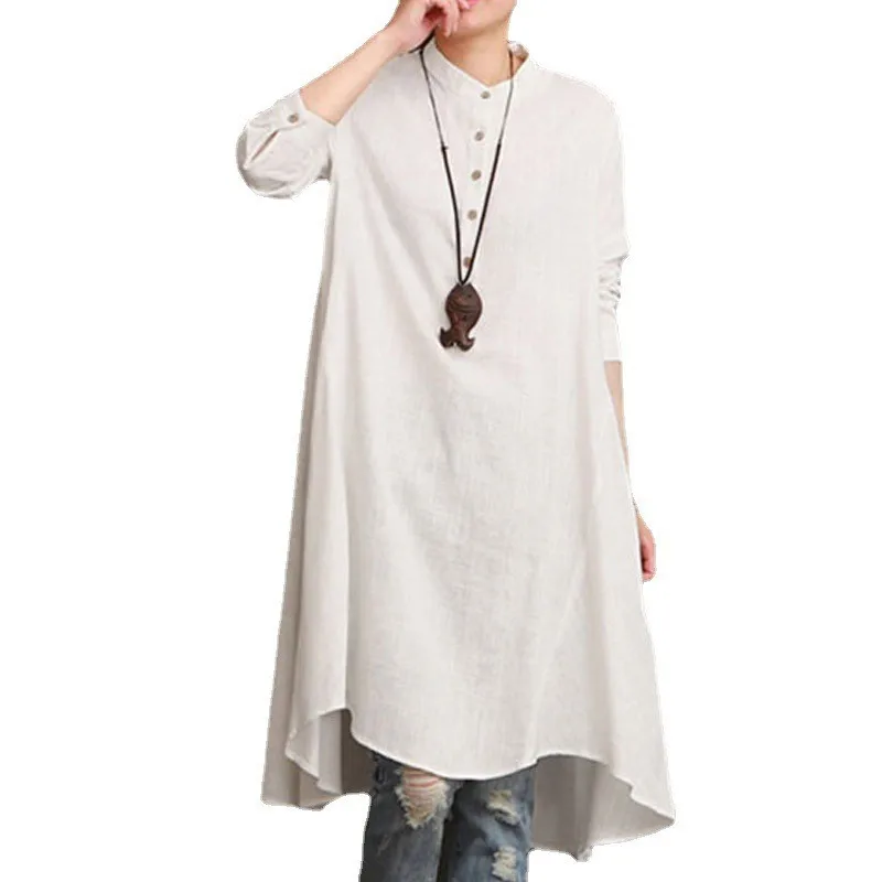 Maternity Clothes Long Blouse Shirt Dress Cotton Linen Spring Autumn Casual Female Women Long Sleeve Top Dress Vestido Plus Size