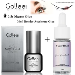 Gollee 0.5s colla per umidità delicato veloce asciutto lungo Super Bonder acceleratore 15ml massimizza la ritenzione Kit di estensione delle ciglia Bonder per ciglia