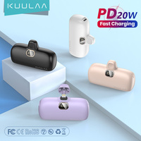 KUULAA Mini Power Bank 5000mAh Capsule Power Bank QC PD Fast Charging for iPhone 15 14 13 External Battery Portable Charger