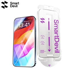 SmartDevil Protector de pantalla sin polvo para iPhone 15 Pro Max 15 14 Pro cubierta completa a prueba de polvo vidrio templado HD para iPhone 15 Plus