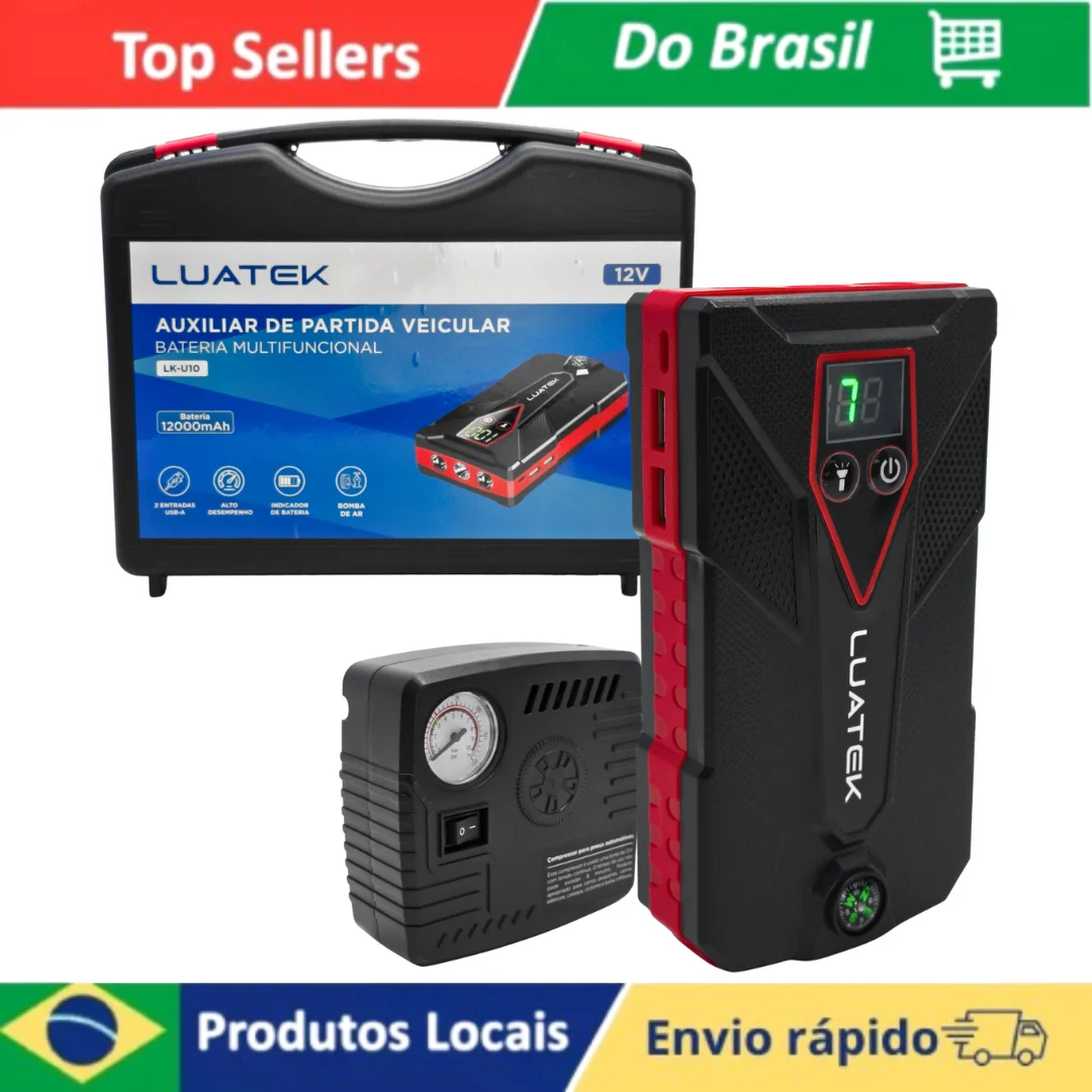 Portable Battery Vehicle Starting Auxiliary Multifunctional Powerbank 12000mAh Usb With Led Flashlight And Air Pump