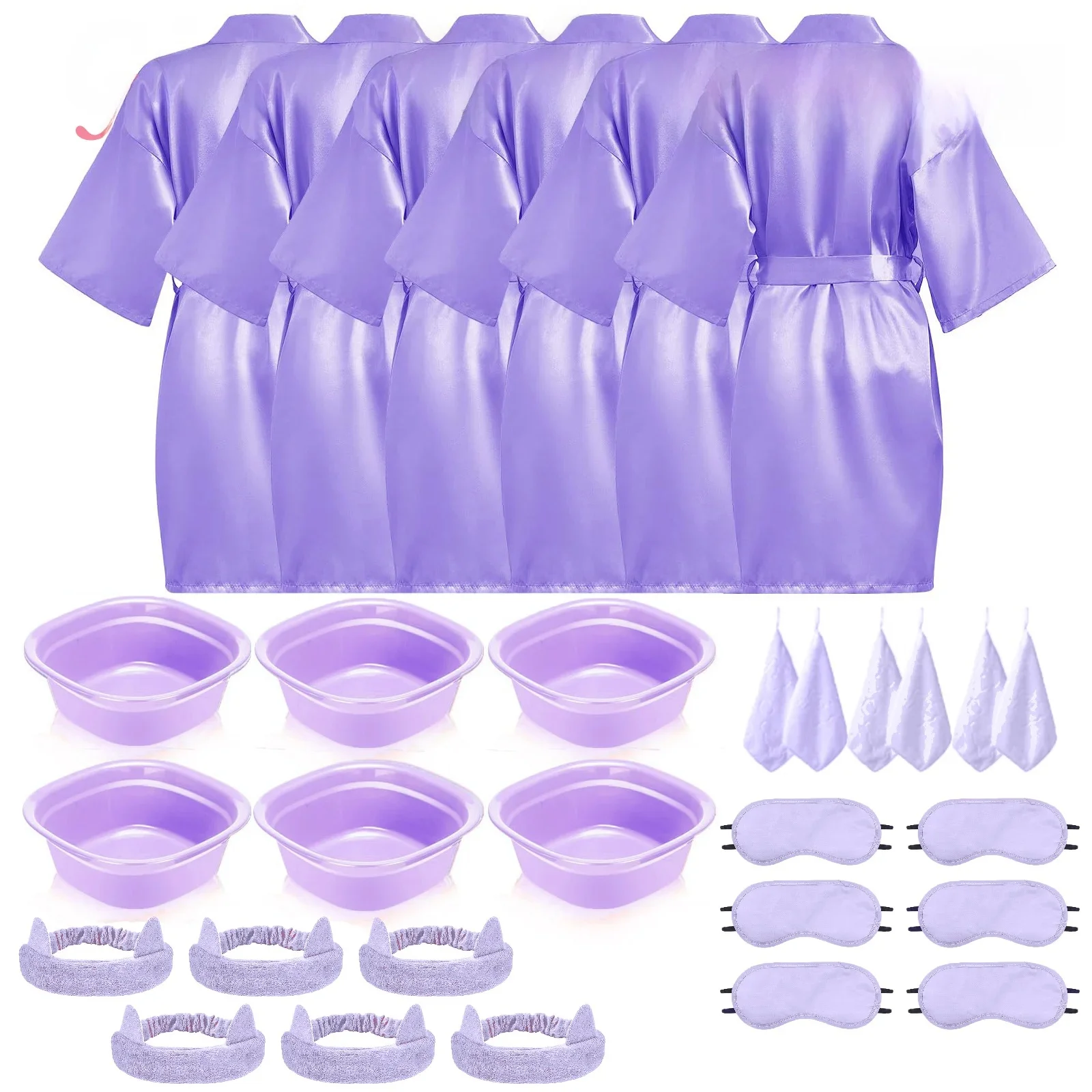 6-18 Sets Meisjes Spa Party Gewaden Kid Spa Kimono Satijnen Gewaad Slumber Partij Jassen Feestartikelen Kit Spa verjaardagsfeestje Gunsten - afbeelding 2