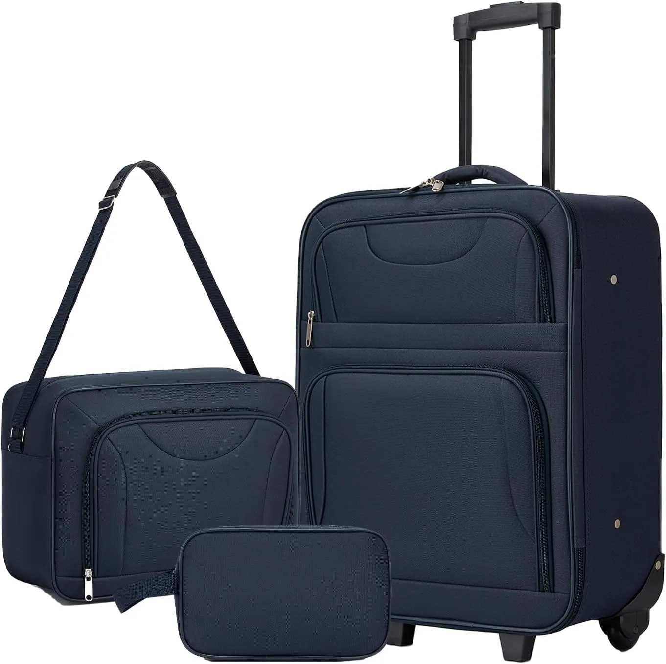 Shavont 3-teiliges Business Handgepäck-Set 20 Zoll 55x40x20cm flugtauglicher Trolley aus wasserabweisendem Oxford-Gewebe mit leisen Rollen, bestehend aus Kabinentrolley, Umhängetasche und Kulturbeutel