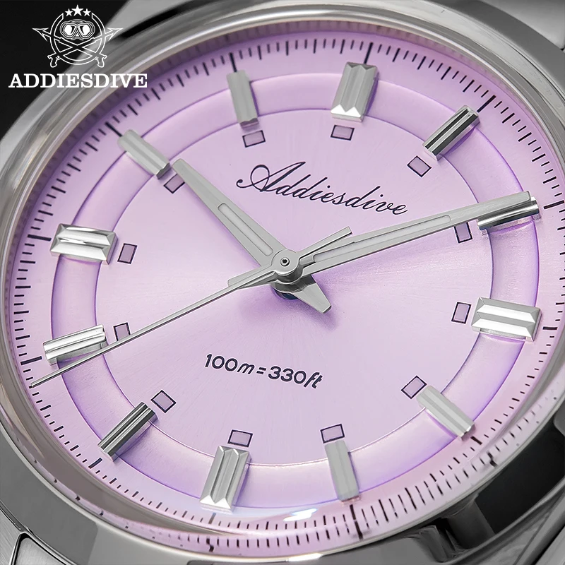ADDIESDIVE 36mm Luxury Woman Watch Top Brand Japan VH31 BGW9 Super Luminous 10Bar Waterproof Diving Dress Ladies Steel Watches