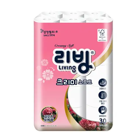 [삼정펄프] 리빙 크리미 소프트 피오니부케향 화장지 3겹 30롤