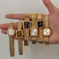 Uworld 18K Premium Gold Color Plated Stainless Steel Quartz Mechanism  Watch Trendy Statement Texture Wrist Jewelry Gala Gif