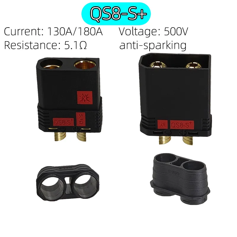 130A High Current Spark Resistant QS8-S+ Upgraded Male/Female Connector Aircraft Drone/Car Emergency Power Plugs