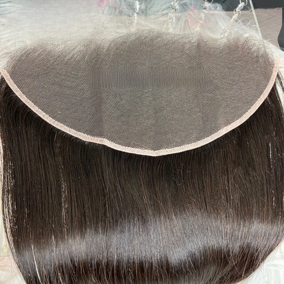 Phashion 28 Zoll 13x6 Lace Frontal Straight Preplucked Swiss Verschluss Transparent Full Front Only Natural Black 100 % Echthaar