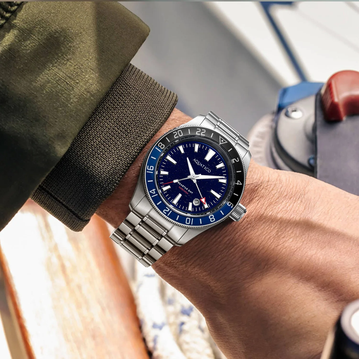 Sea Star GMT Blue Aventurine Dial Blue and Black Bezel