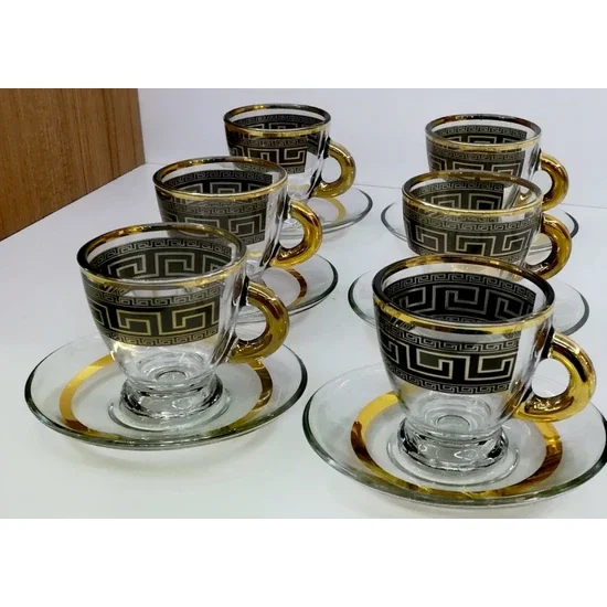 

Bdr Collection Antique Pattern Black Gold Gilding Coffee Set