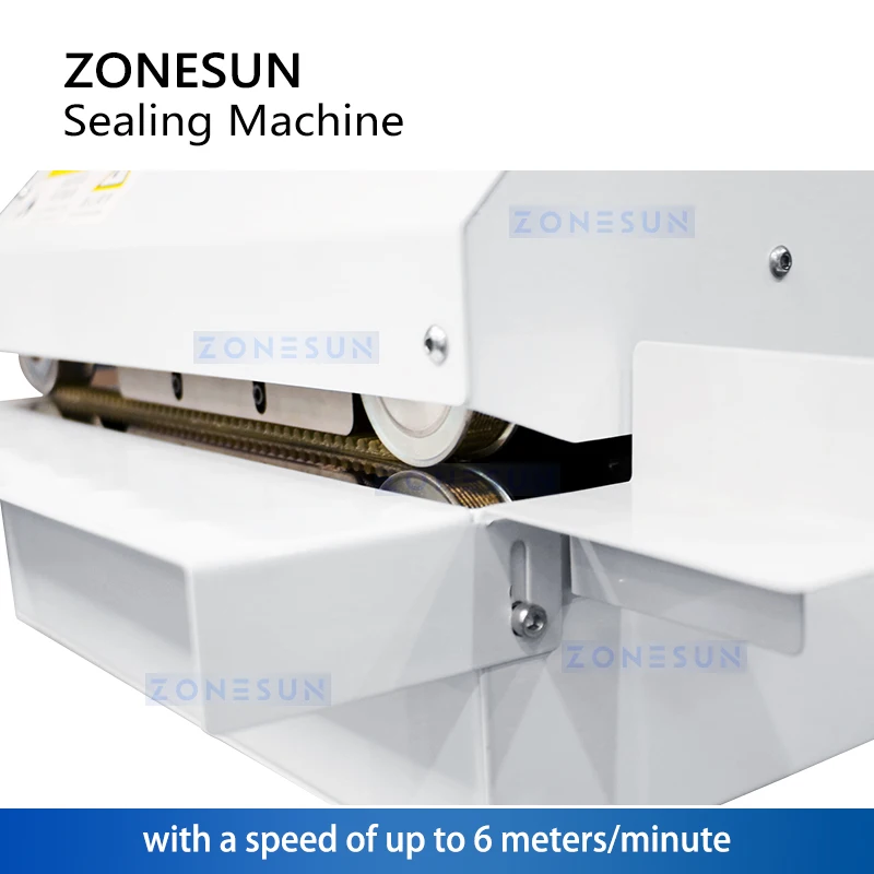 ZONESUN Continuous Band Sealer Bag Sealing Machine Aluminum Foil Plastic Film PE Coated Paper Food Packaging ZS-GLF100