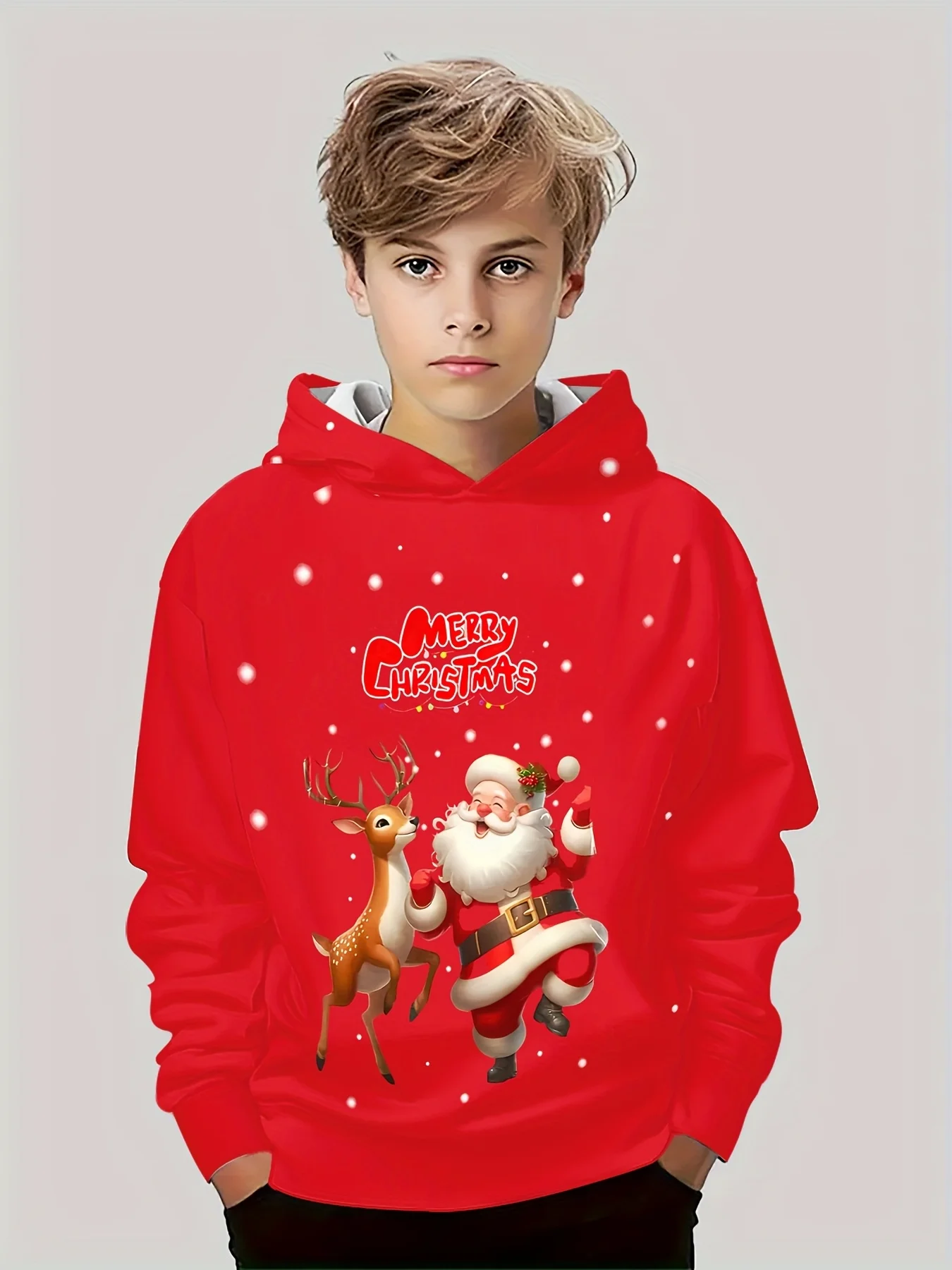 Kids Clothes Boys Hoodies Long Sleeve 3D Christmas Print Festive Atmosphere Girls Clothes Kids Spring Fall Tops Boys Clothing