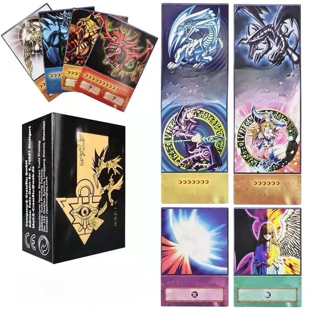 Yu-Gi-Oh karty Anime niebieskie oczy ciemny mag Exodia Obelisk Slifer Ra Yugioh DM 100 sztuk DIY karty prezent na boże narodzenie dla dzieci — zdjęcie 2