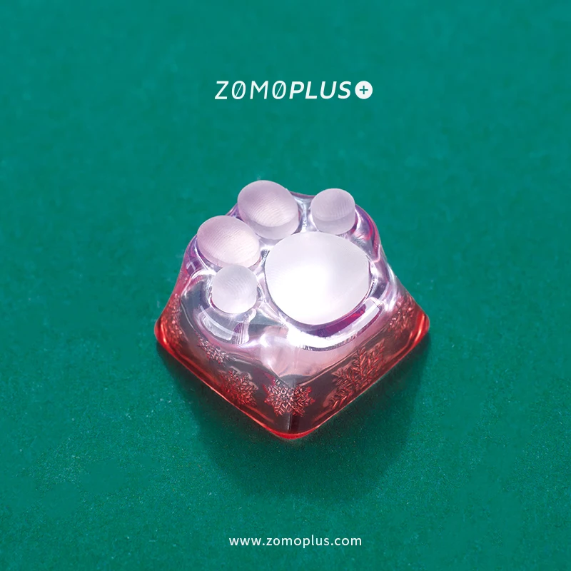 ZOMO PLUS 3D Printed Resin Silicone Transparent Cat Paw Keycap Multi-Color ABS & Silicon Artisan Keycap for Mechanical Keyboard