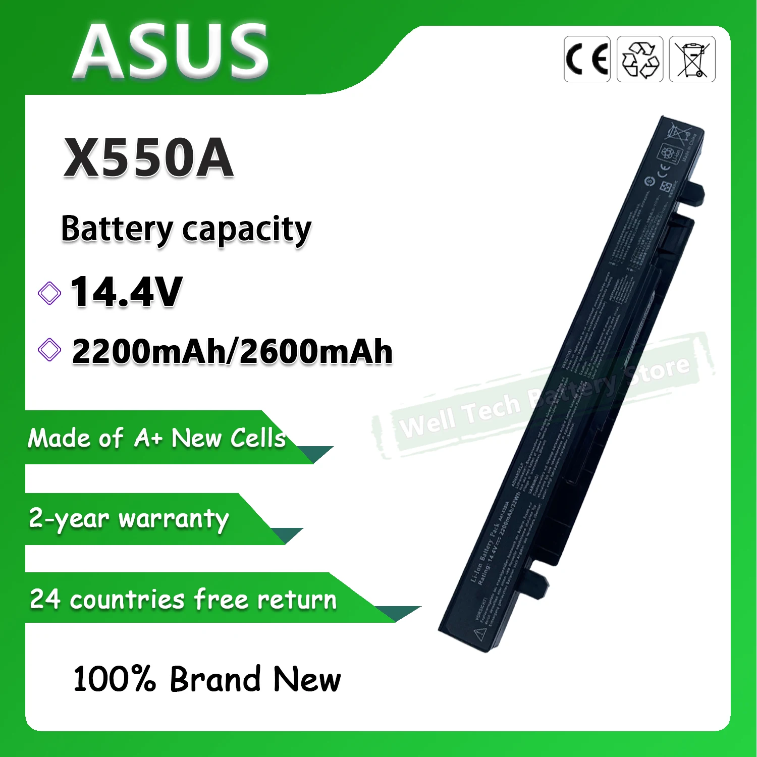 X550A Laptop Battery For ASUS A450 A450C A450CA  A450CC A450L A450LA A450LB A450LC A450V A450VB A450VC A450VE A550 A550C A550CA