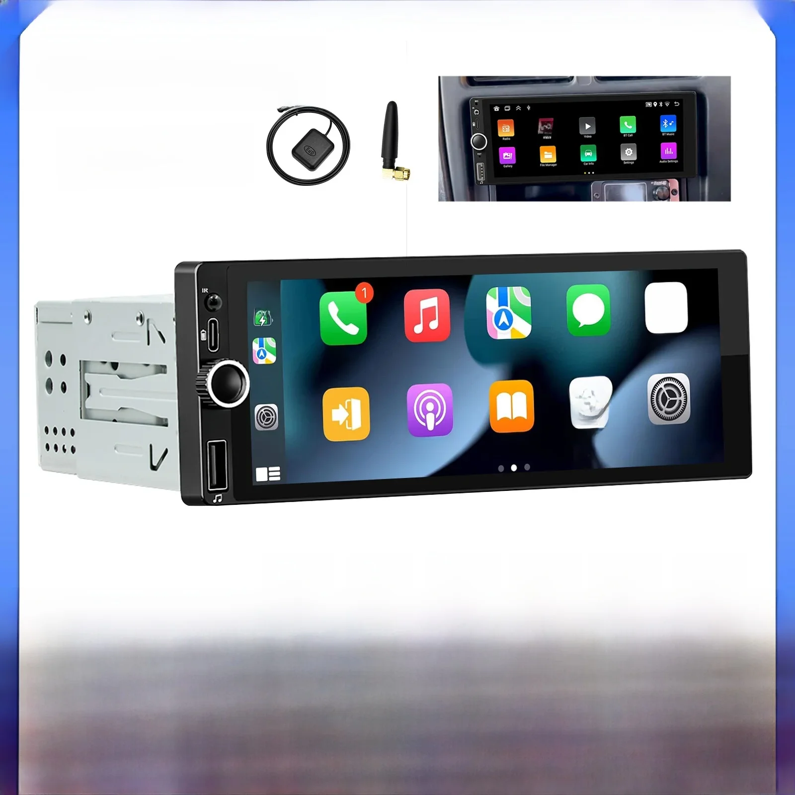 ESSGOO 1 DIN Android 14 4+64G Apple Carplay Android Auto Autoradio 6.86" IPS Scherm Bluetooth USB Type-C GPS SAT Navi RDS Wi-Fi SWC USB - afbeelding 2