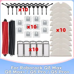 Compatible con Roborock Q8 Max, Q8 Max+, Q5 Pro, Q5 Pro+ Piezas de repuesto para robot aspirador Cepillo principal Filtro HEPA Paño de mop Paño de tela Bolsa de polvo