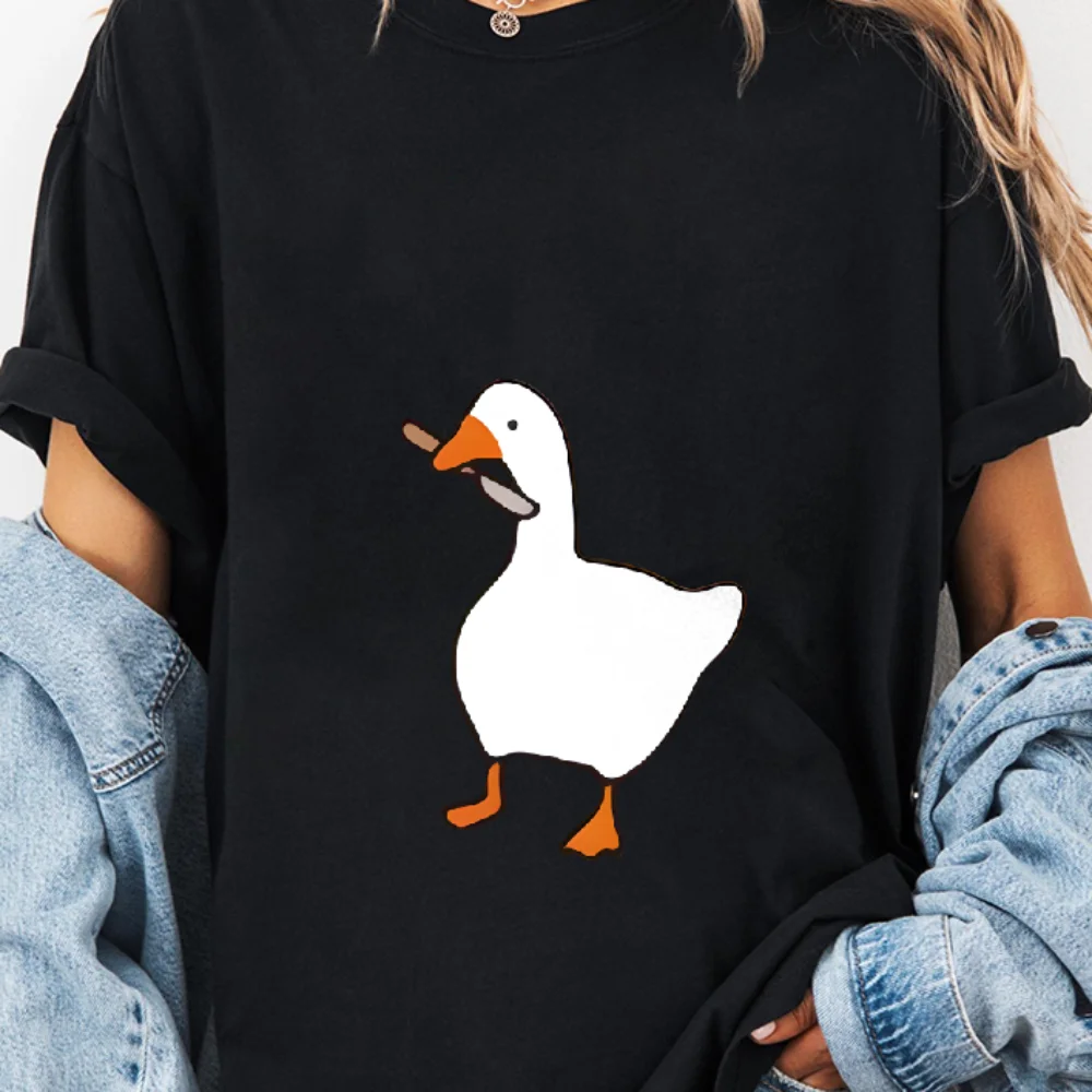 

Silly Killer Goose Funny Animal Graphic Cotton T-Shirt Trendy Comfort Color Vintage Retro Y2K Fashion Style Top Tee For Summer