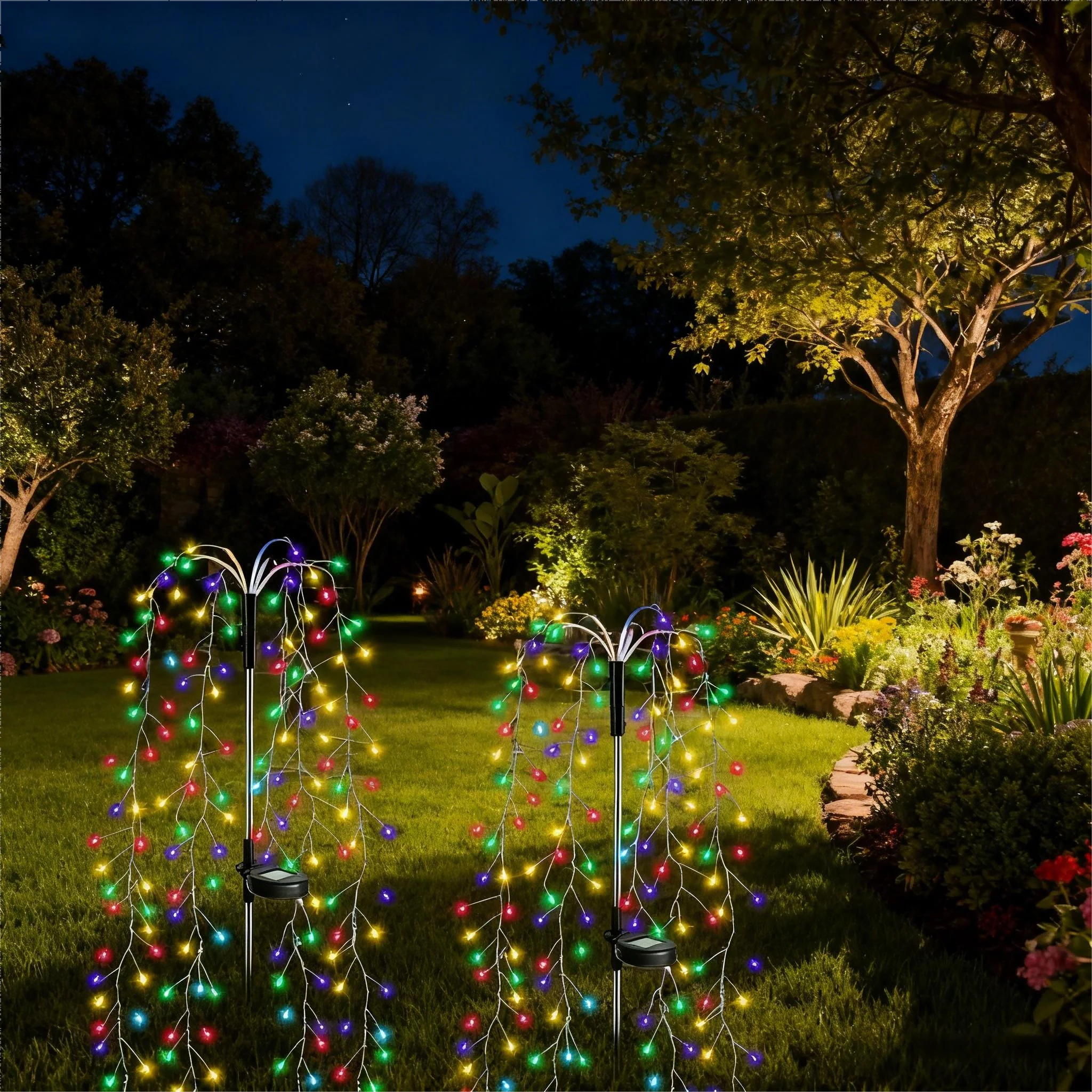 

1 шт., фейерверк на солнечной энергии, 120/200 светодиодный цветной уличный декоративный светильник для садов, дворов, дорожек, лужайков