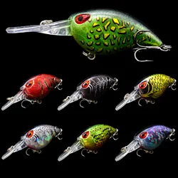 Wlure Crankbait Wobble Fishing Lure 6cm 5g Deep Diving Tight Action Fresh Water Hard Bait Floating 8# Hooks Insect Bait C770