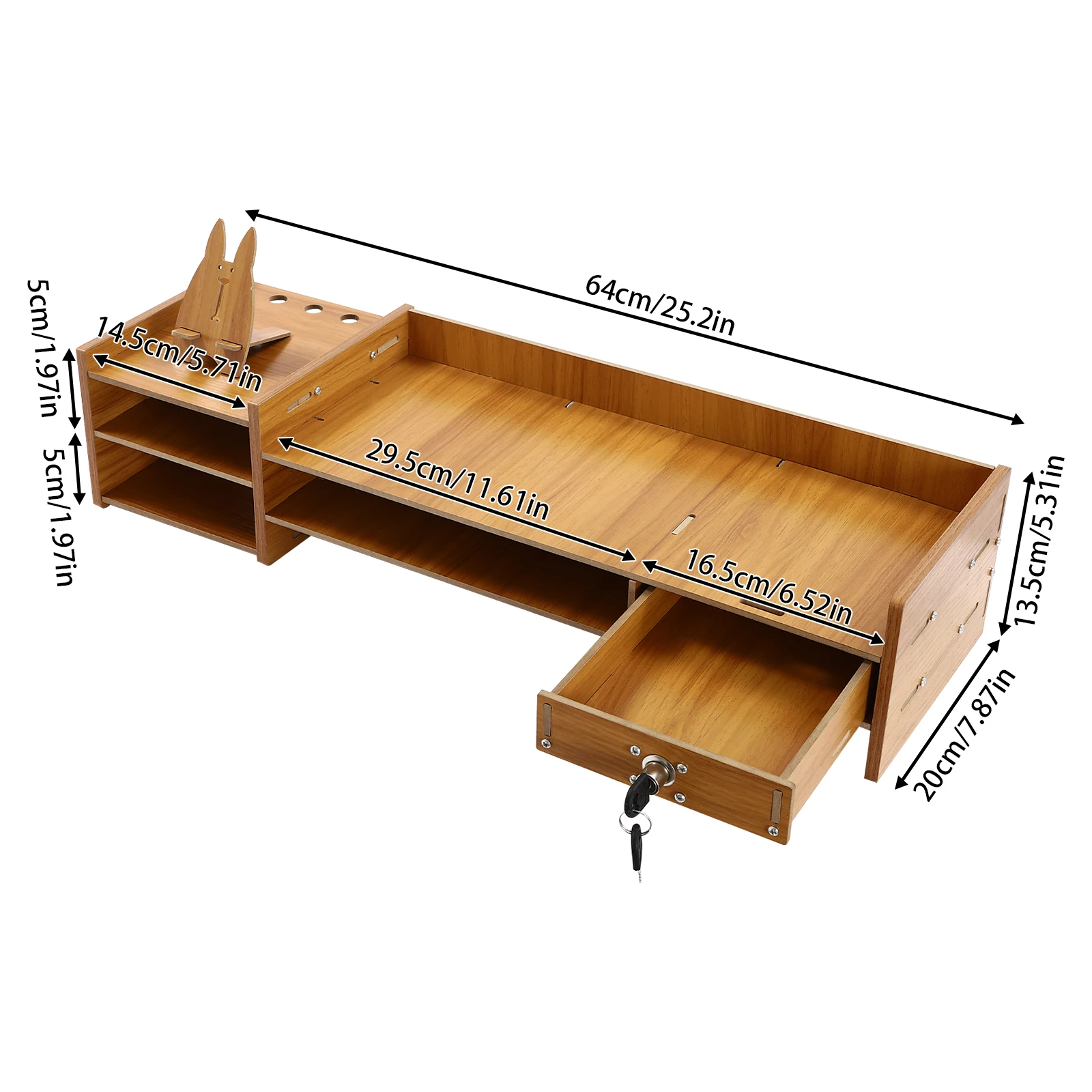 Computer Monitor Stand, Computer Rack with Lockable Drawer, Monitor Stand Wear-resistant, Corrosion-resistant for Study, Office