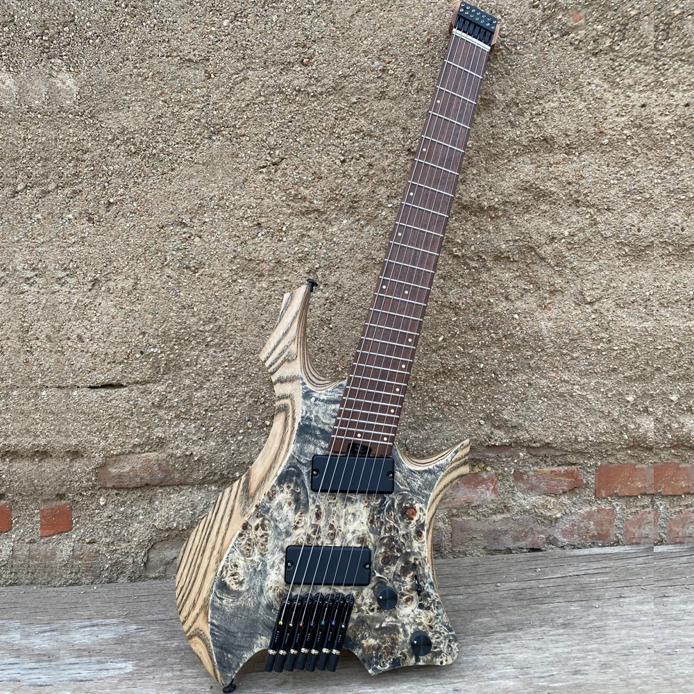 

7 String Headless Electric Guitar, Fanned Frets, Active Pickups, 9 Piece Roasted Maple Neck Ash Body, Jumbo Stainless Steel Fret