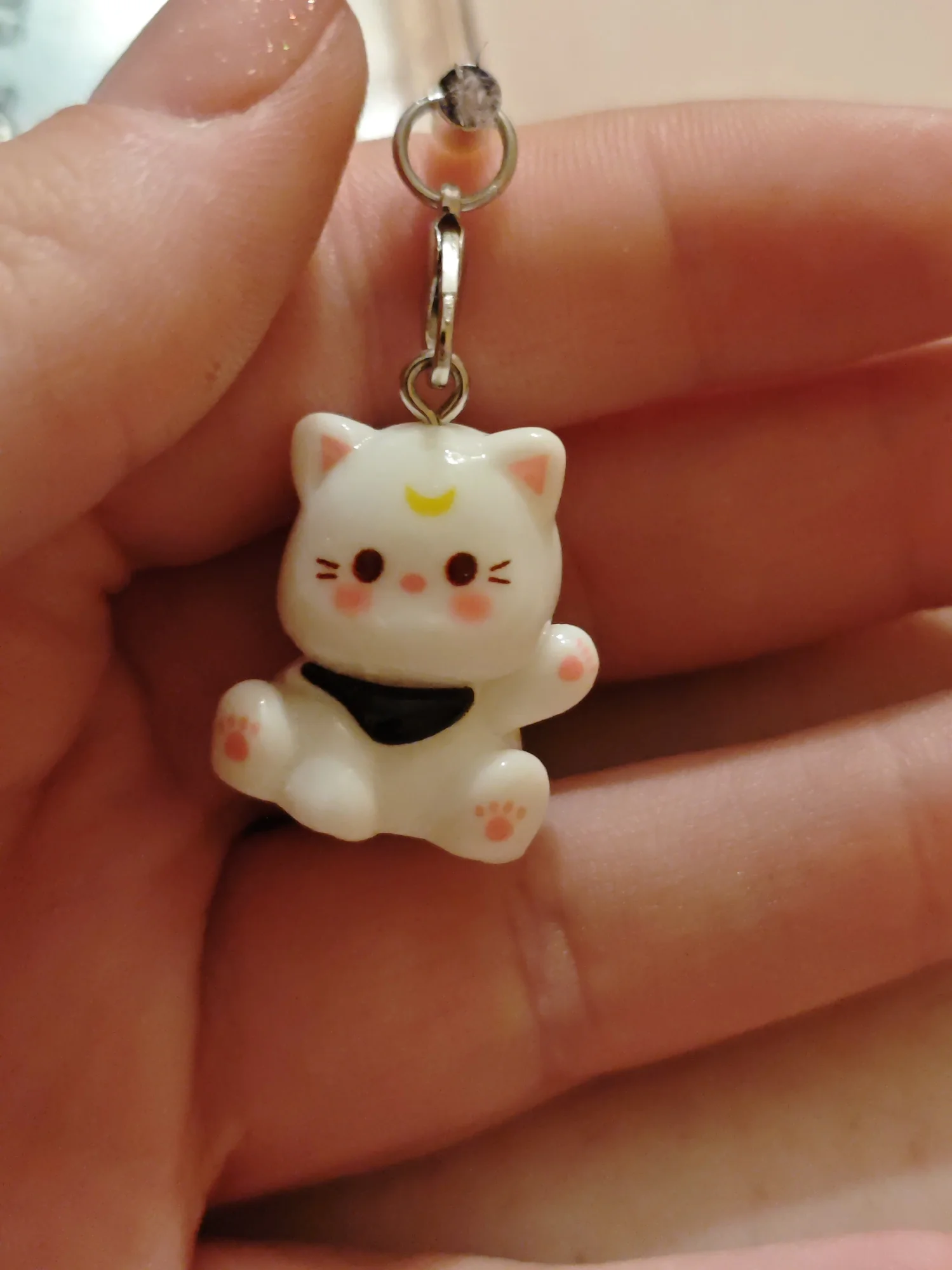 New Fashion Cartoon Small Cat Cute Keychain Phone Chain Resin Keyring Bag Pendant Couple Key Chains Gifts Women for Jewelry photo review