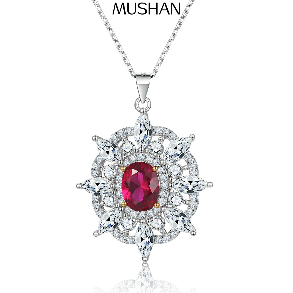 

MuShan Designer Jewelry 925 Sterling Silver Necklace Zircon 5A Halo Wedding Ladies 18K Gold Plated Premium Jewelry Pendant