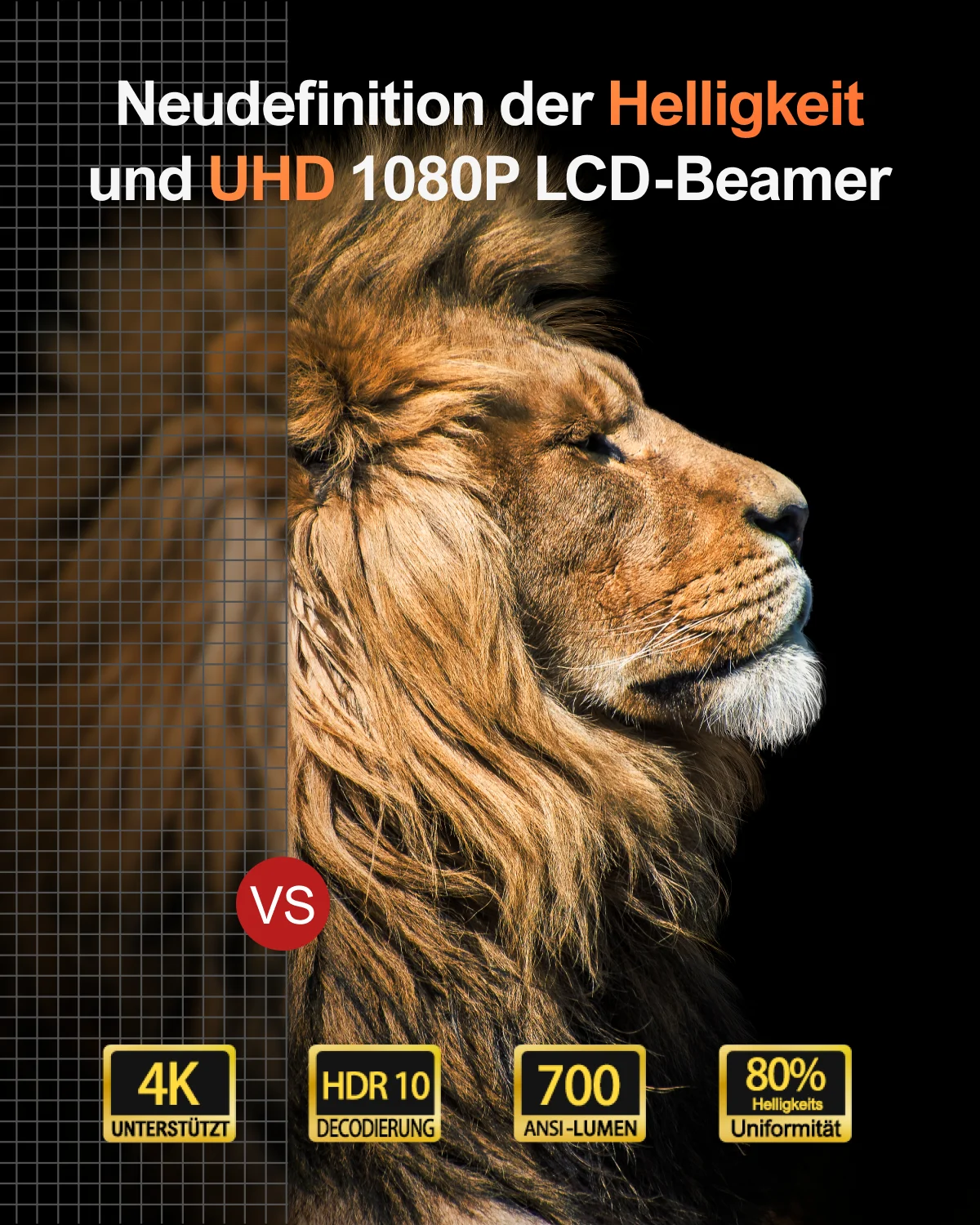 Proyector inteligente con enfoque automático ULTIMEA, compatible con 4K y 1080P, ideal para el cine en casa, proyector portátil para películas y videojuegos, tanto para uso en interiores como en exteriores.