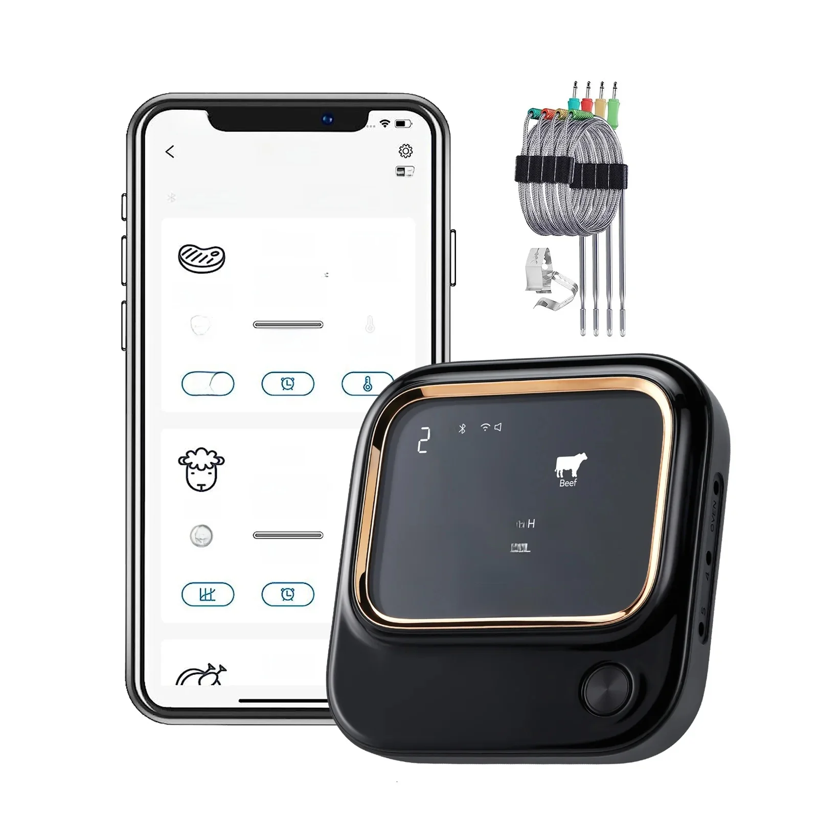 【Wyprzedaż】 INKBIRD WiFi Bluetooth BBQ termometr z 4 sondami pilot aplikacji sterowany domowy termometr do mięsa w kuchni — 2