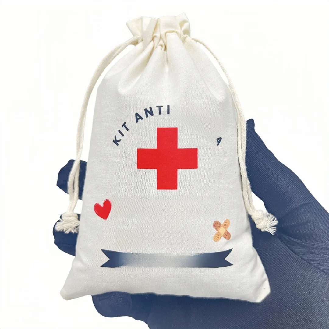 10 pièces Kit espagnol Anti Resaca fournitures de fête sac de rangement sac de soins sac en coton taille sac cadeau de mariage 10*15 cm