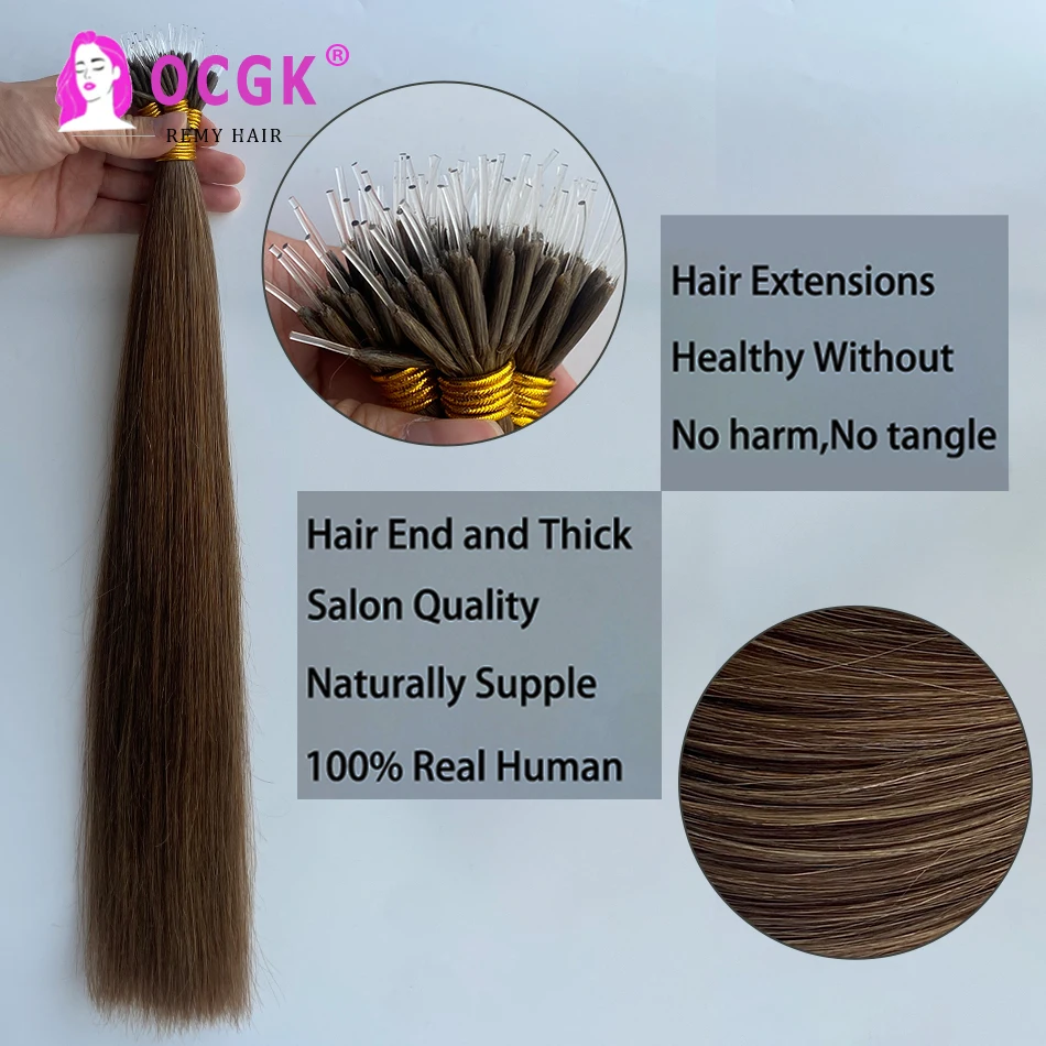 Highlight Blonde Elast Ring Hair Extensions Straight Naturel Real Human Hair 12-26Inch Micro Beads Hair Extension 0.8G/1G/Strand