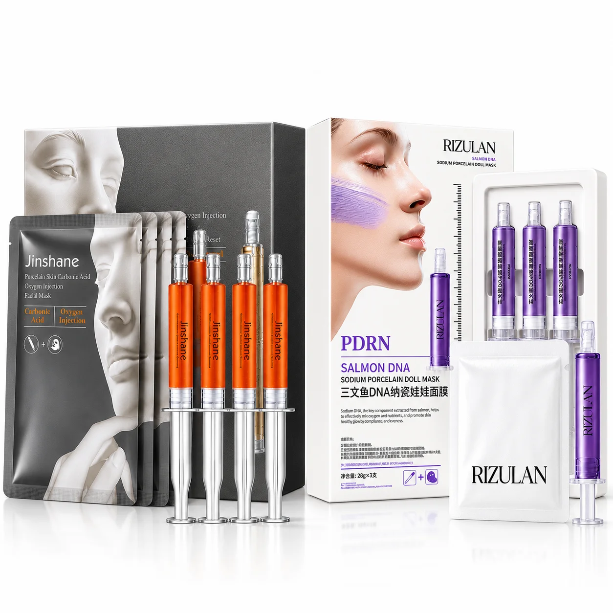 Oxygen Glow & PDRN Salmon DNA Face Mask Essence Set Hydrating Smoothing Radiance Skincare Ampoule Sheet Mask Collection